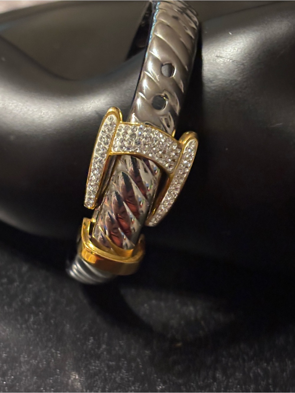 Nadri Two-Tone Pave Buckle Bracelet - Silver & Gold - Picture 8 of 13